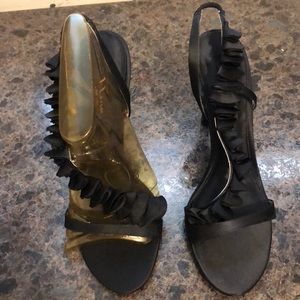 Brand new formal black satin sandals